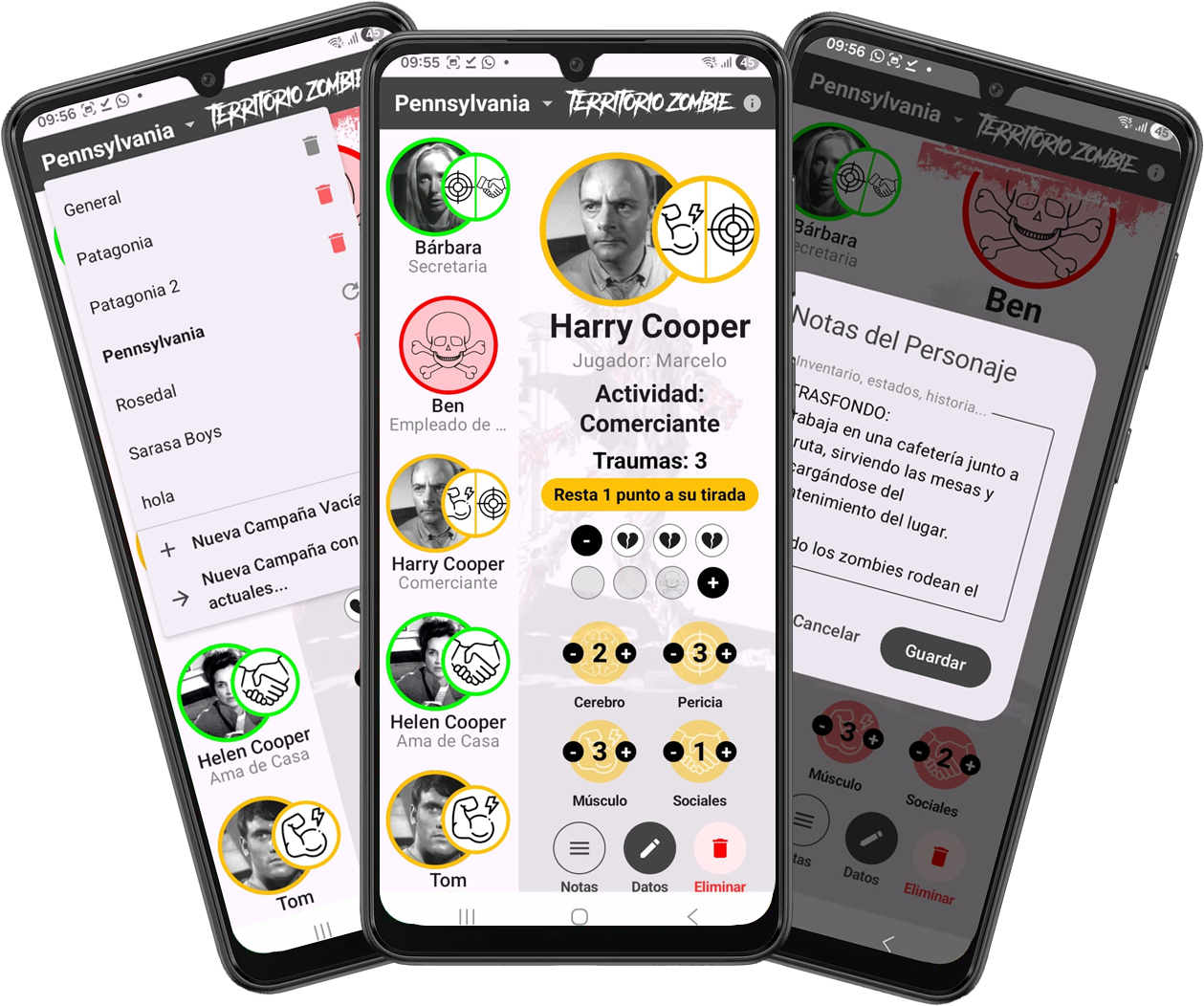 Mockup de AsistenTZ, asistente digital para organizar partidas de rol